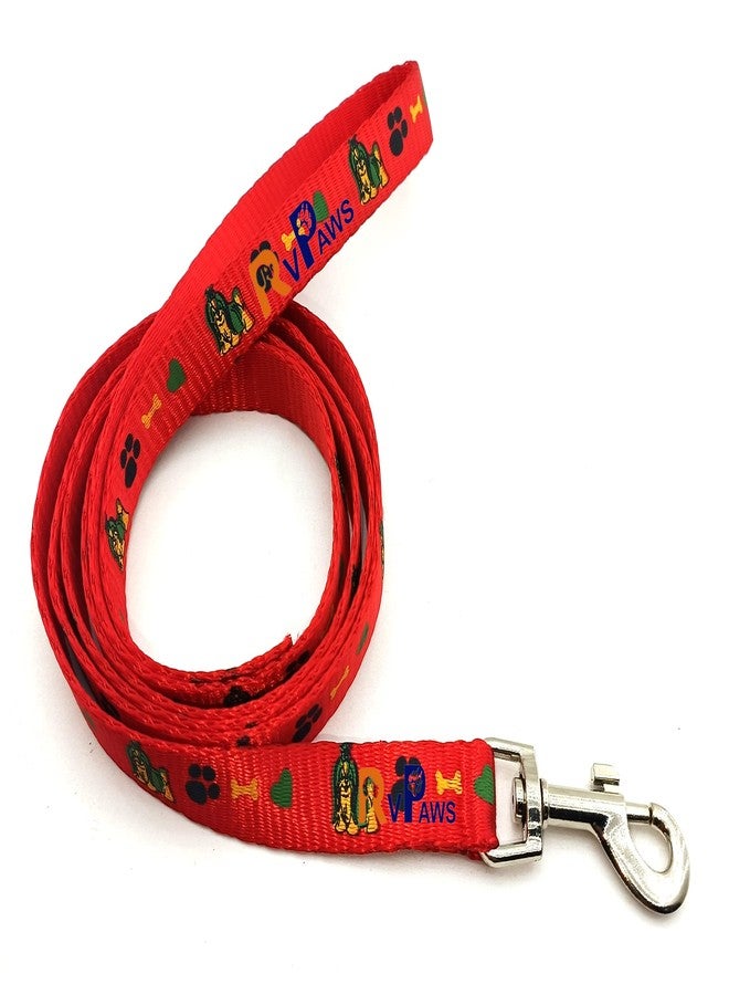 Pups&Pets طقم طوق وحزام ومقود من النايلون الناعم مطبوع عليه شكل مخلب/عظمة من Pups&Pets، مقاس 15 مم، للكلاب الصغيرة والجراء - أحمر - Image 4